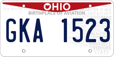 OH license plate GKA1523