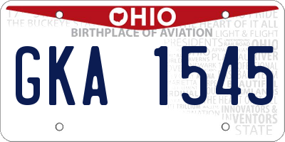 OH license plate GKA1545