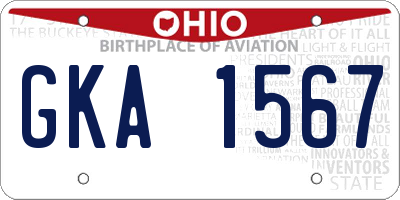 OH license plate GKA1567
