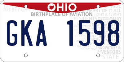 OH license plate GKA1598