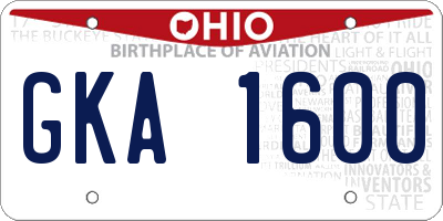 OH license plate GKA1600