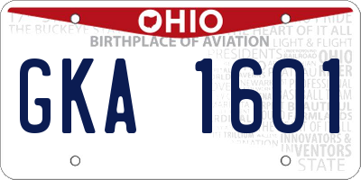 OH license plate GKA1601