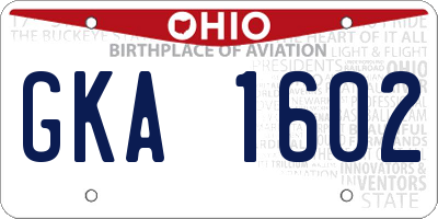 OH license plate GKA1602