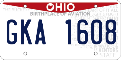 OH license plate GKA1608