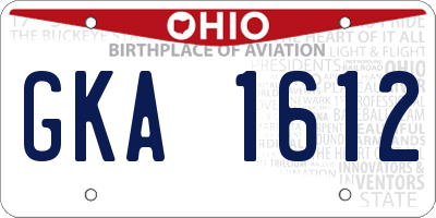 OH license plate GKA1612