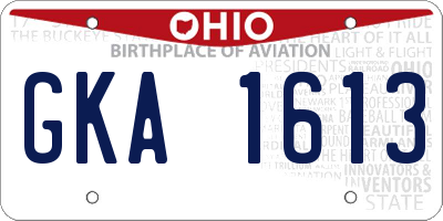 OH license plate GKA1613
