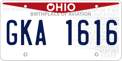 OH license plate GKA1616