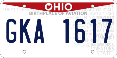 OH license plate GKA1617