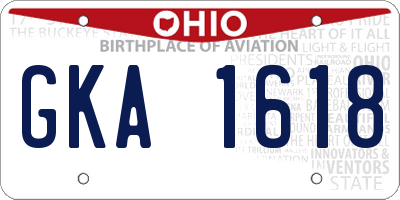 OH license plate GKA1618