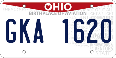 OH license plate GKA1620