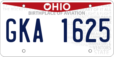 OH license plate GKA1625