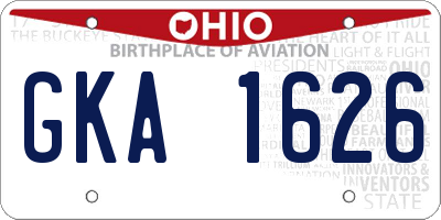 OH license plate GKA1626