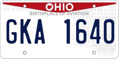 OH license plate GKA1640
