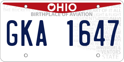 OH license plate GKA1647