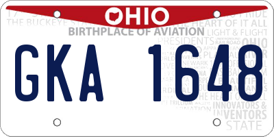 OH license plate GKA1648