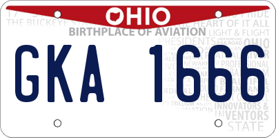 OH license plate GKA1666