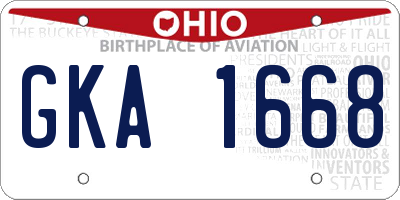 OH license plate GKA1668