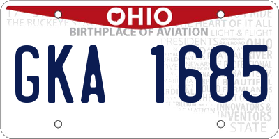 OH license plate GKA1685
