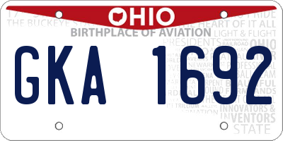 OH license plate GKA1692