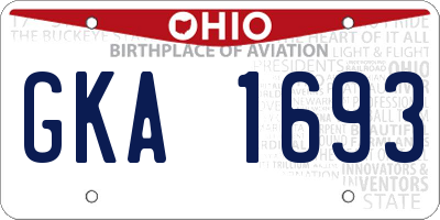 OH license plate GKA1693