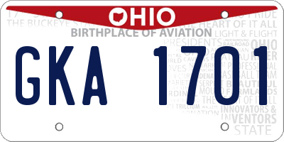 OH license plate GKA1701