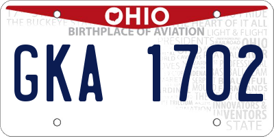 OH license plate GKA1702