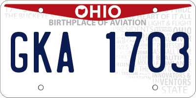 OH license plate GKA1703