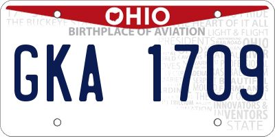 OH license plate GKA1709