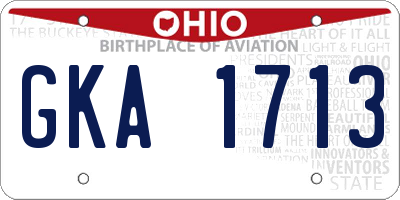 OH license plate GKA1713