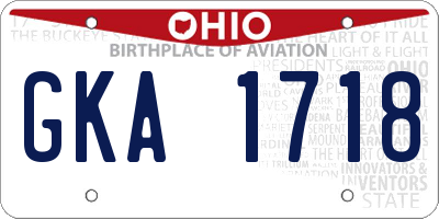 OH license plate GKA1718