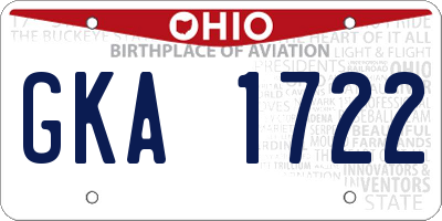 OH license plate GKA1722