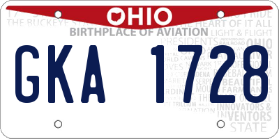 OH license plate GKA1728