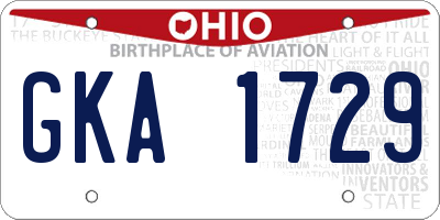 OH license plate GKA1729