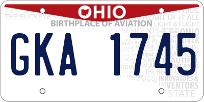 OH license plate GKA1745