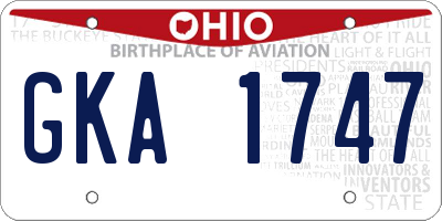 OH license plate GKA1747