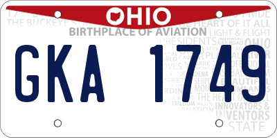 OH license plate GKA1749