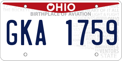 OH license plate GKA1759