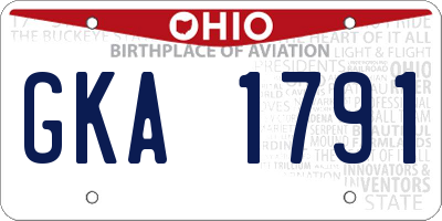 OH license plate GKA1791