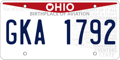 OH license plate GKA1792