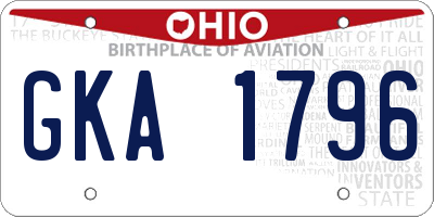 OH license plate GKA1796