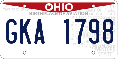 OH license plate GKA1798