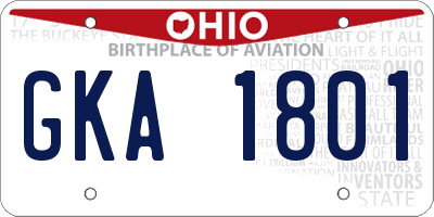 OH license plate GKA1801