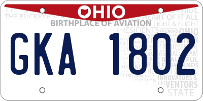 OH license plate GKA1802