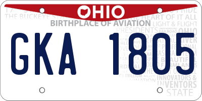 OH license plate GKA1805