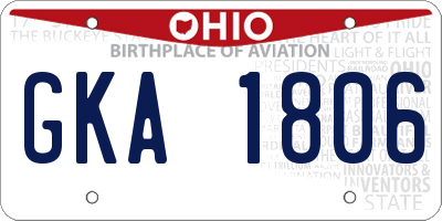 OH license plate GKA1806