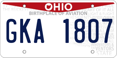 OH license plate GKA1807