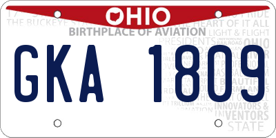 OH license plate GKA1809