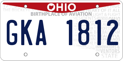 OH license plate GKA1812