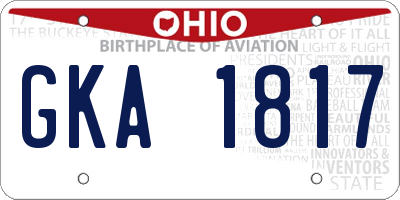 OH license plate GKA1817