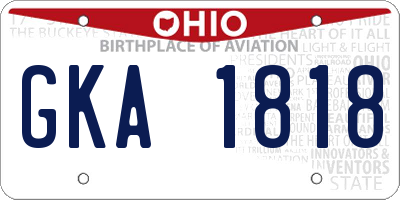 OH license plate GKA1818
